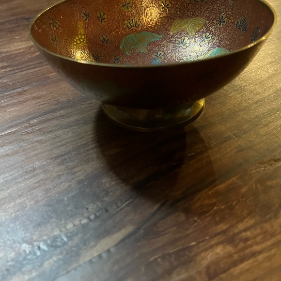 Solid brass , Hand Painted Indonesian Carved Bowl - Picture 3 of 5